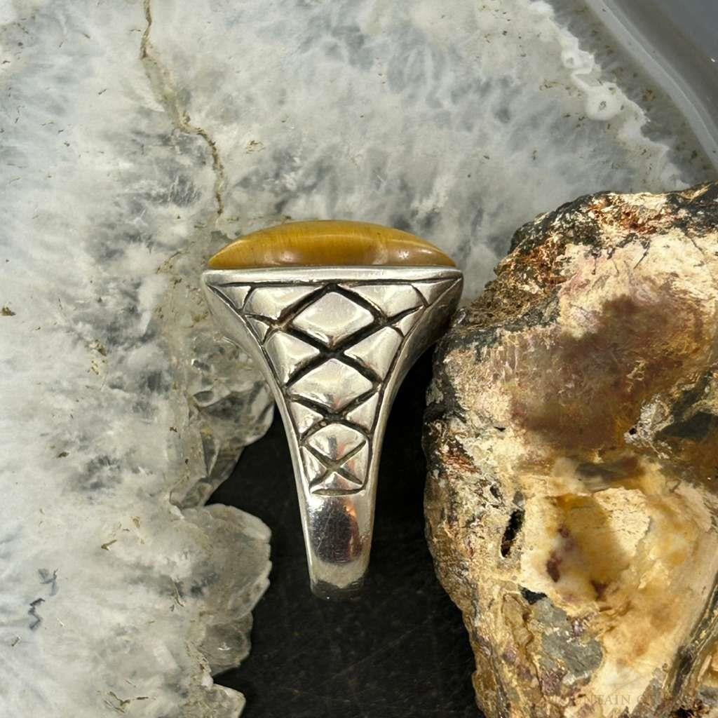 Sterling Silver marquise Tiger's Eye Decorated Fashion Ring Size 7 For Women
