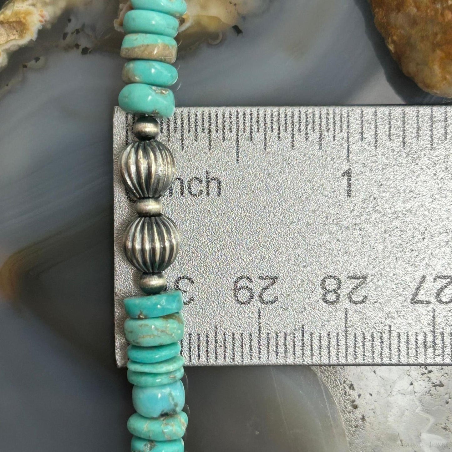 Sterling Silver Southwestern Style Turquoise Beads & Sterling Beads 18"-20" Necklace For Women