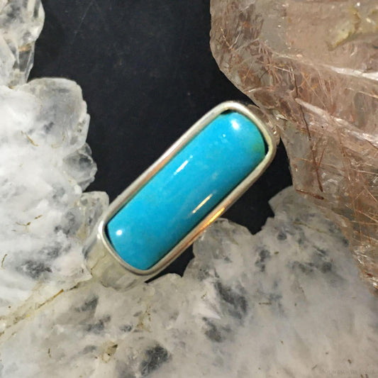 Carolyn Pollack Southwestern Style Sterling Silver Rectangle Turquoise Ring For Women