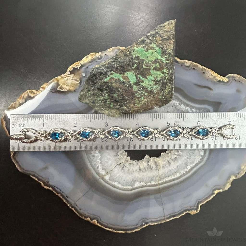 Carolyn Pollack Sterling Silver 6 Faceted Blue Topaz Link Bracelet For Women