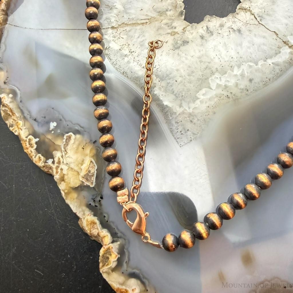 Southwestern Style 5mm Copper Navajo Pearl Round Bead 20"-22" Necklace For Women