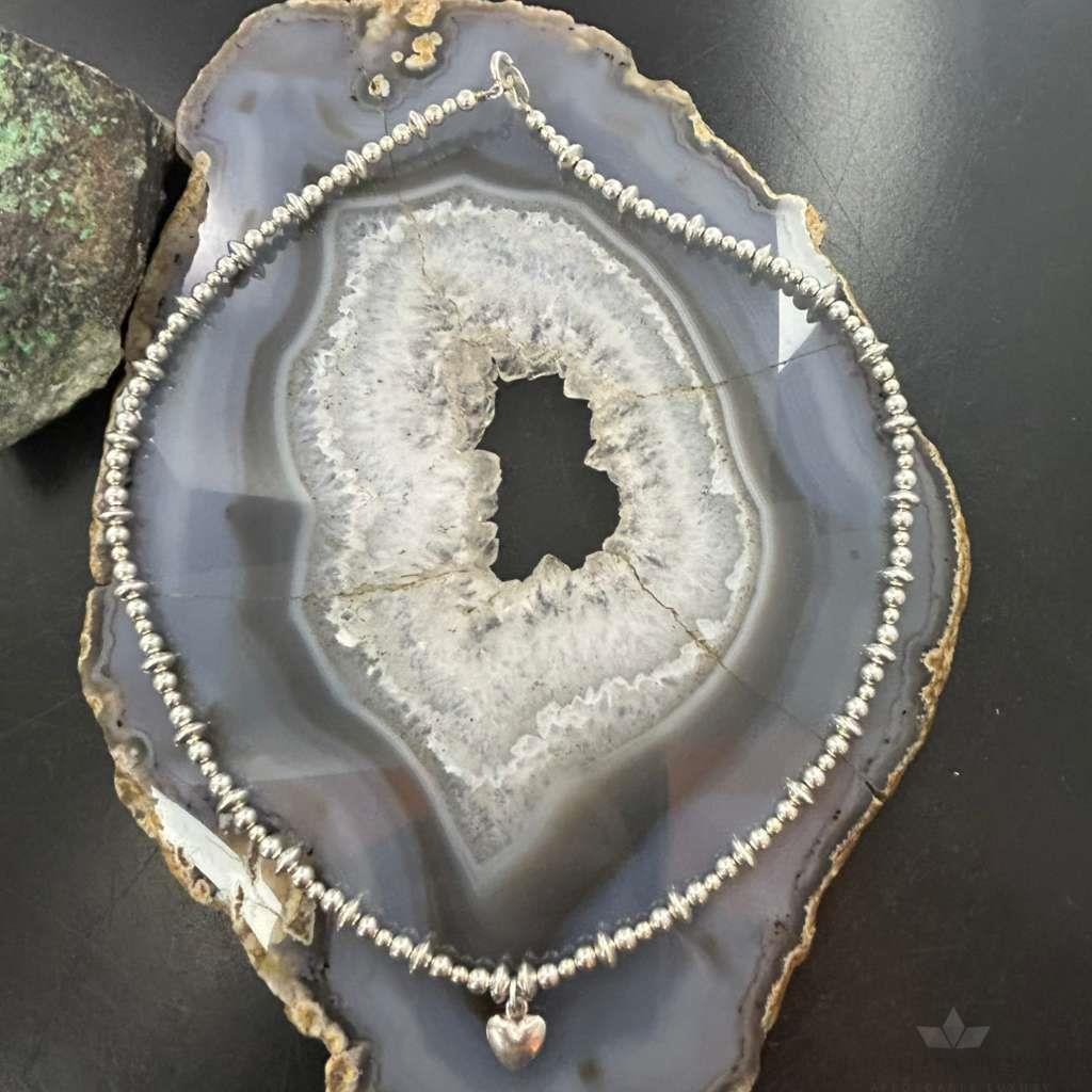 Carolyn Pollack Sterling Silver 4-6mm Beads w/Tiny Heart Pendant 17" Necklace For Women