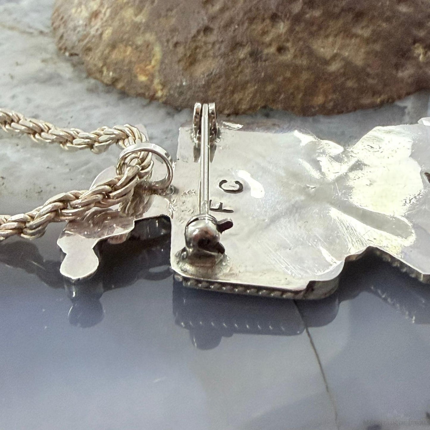 Signed Native American Sterling Silver Multi-Stone Inlay Thunderbird Unisex Pendant/Brooch