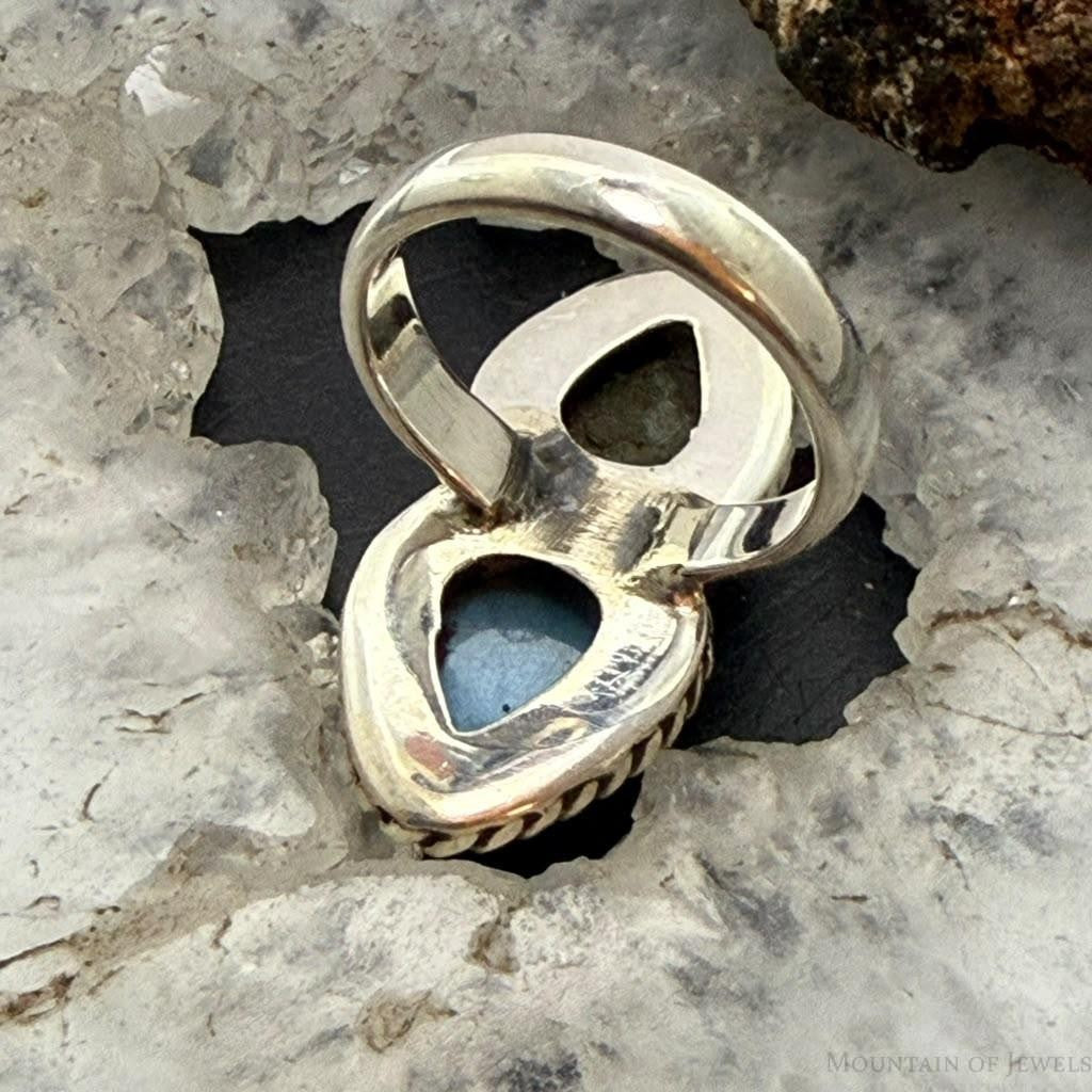 Sterling Silver Southwestern Style 2 Golden Hill Turquoise Ring Size 6 For Women