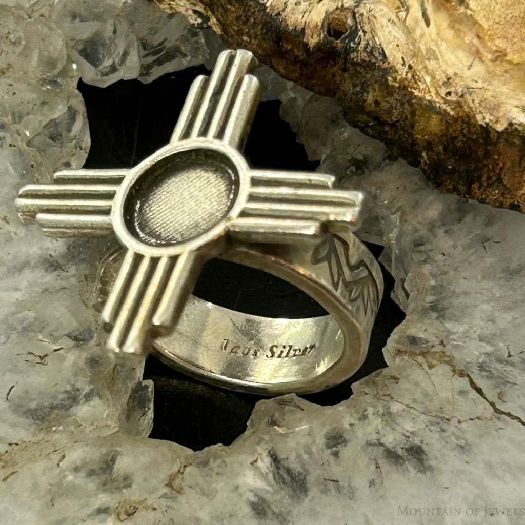 Vintage Native American Taos NM Sterling Silver Cast Zia Ring Size 7.5 For Women