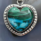 Sterling Silver Southwestern Style Azurite Malachite Heart Pendant For Women