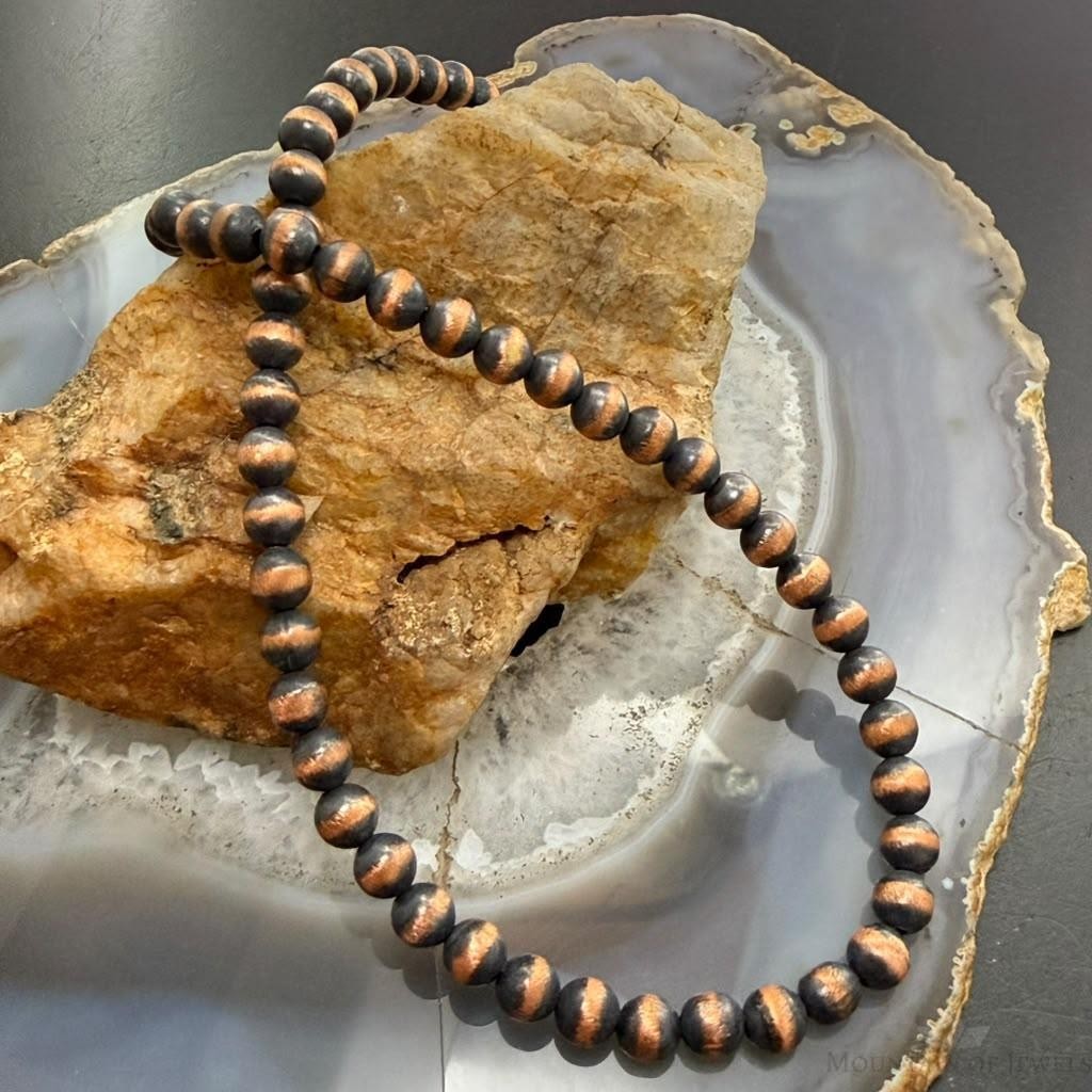 Copper Navajo Pearl Beads 6 mm Length 16"-20" Necklace  For Women