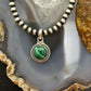 Sterling Silver Southwestern Style Round Malachite Decorated Charm/Pendant For Women