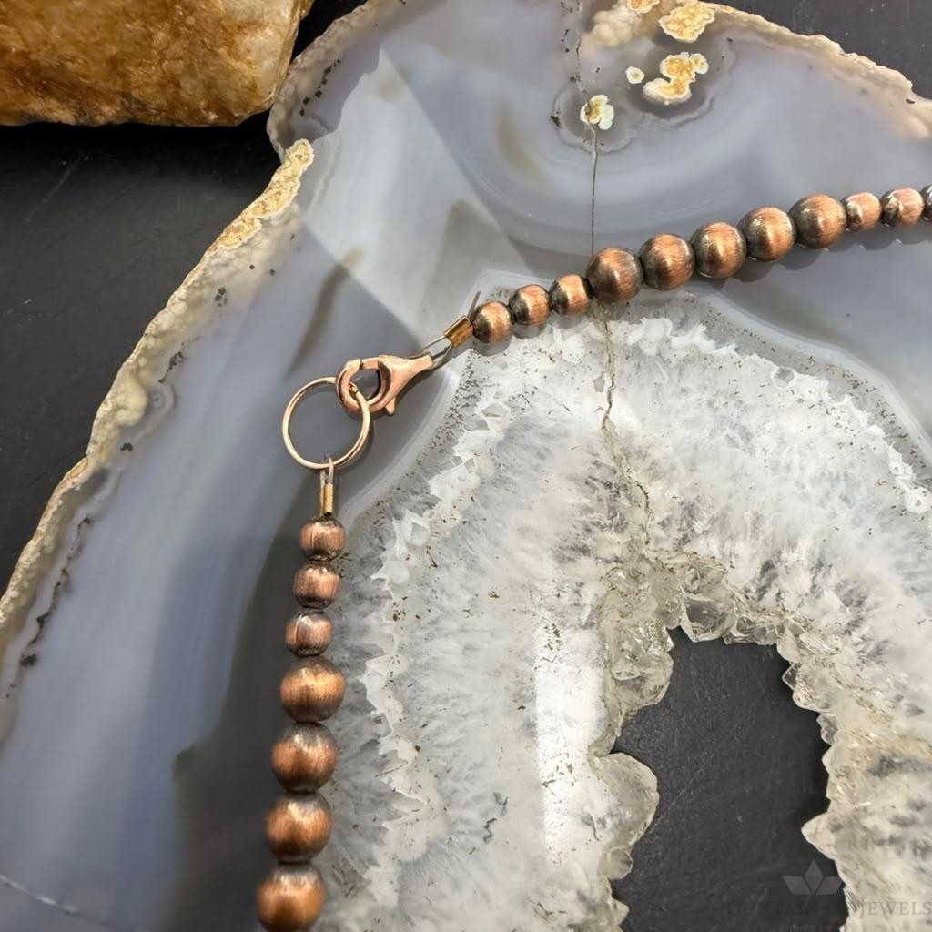 Southwestern Style 4.5-9mm Copper Navajo Pearl & Cylinder w/Freshwater Pearl 20" Necklace For Women