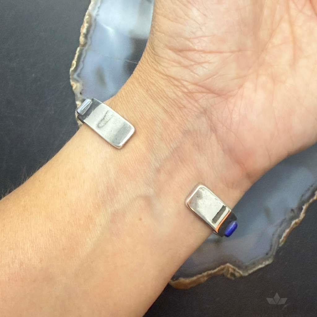 Vintage Native American Sterling Silver Multi Stone Inlay Bracelet For Women