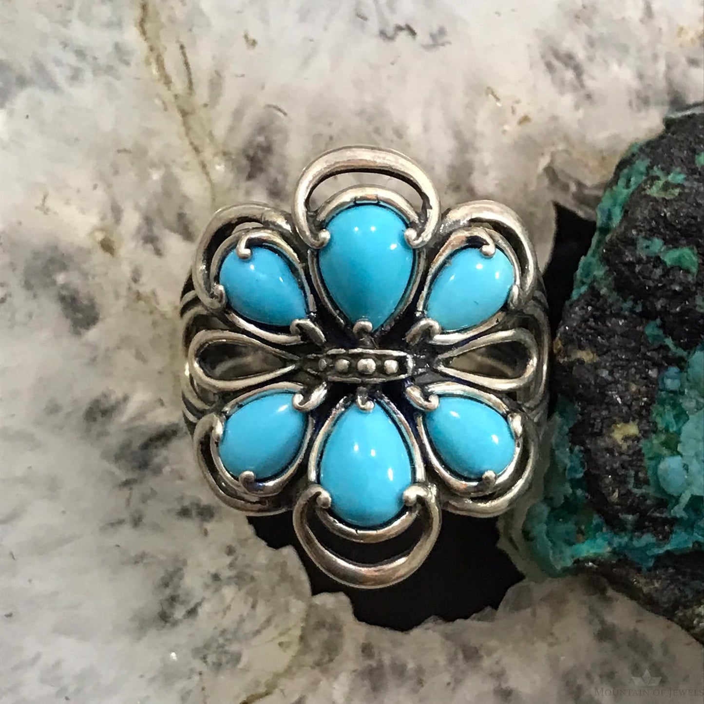 Carolyn Pollack Sterling Silver 6 Sleeping Beauty Turquoise Ring Size 8 For Women