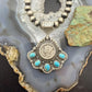 Sterling Silver Southwestern Style 1936 Mercury Dime & Kingman Turquoise Pendant