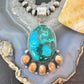 Sterling Silver Southwestern Style Malachite-Azurite & Spiny Pendant For Women