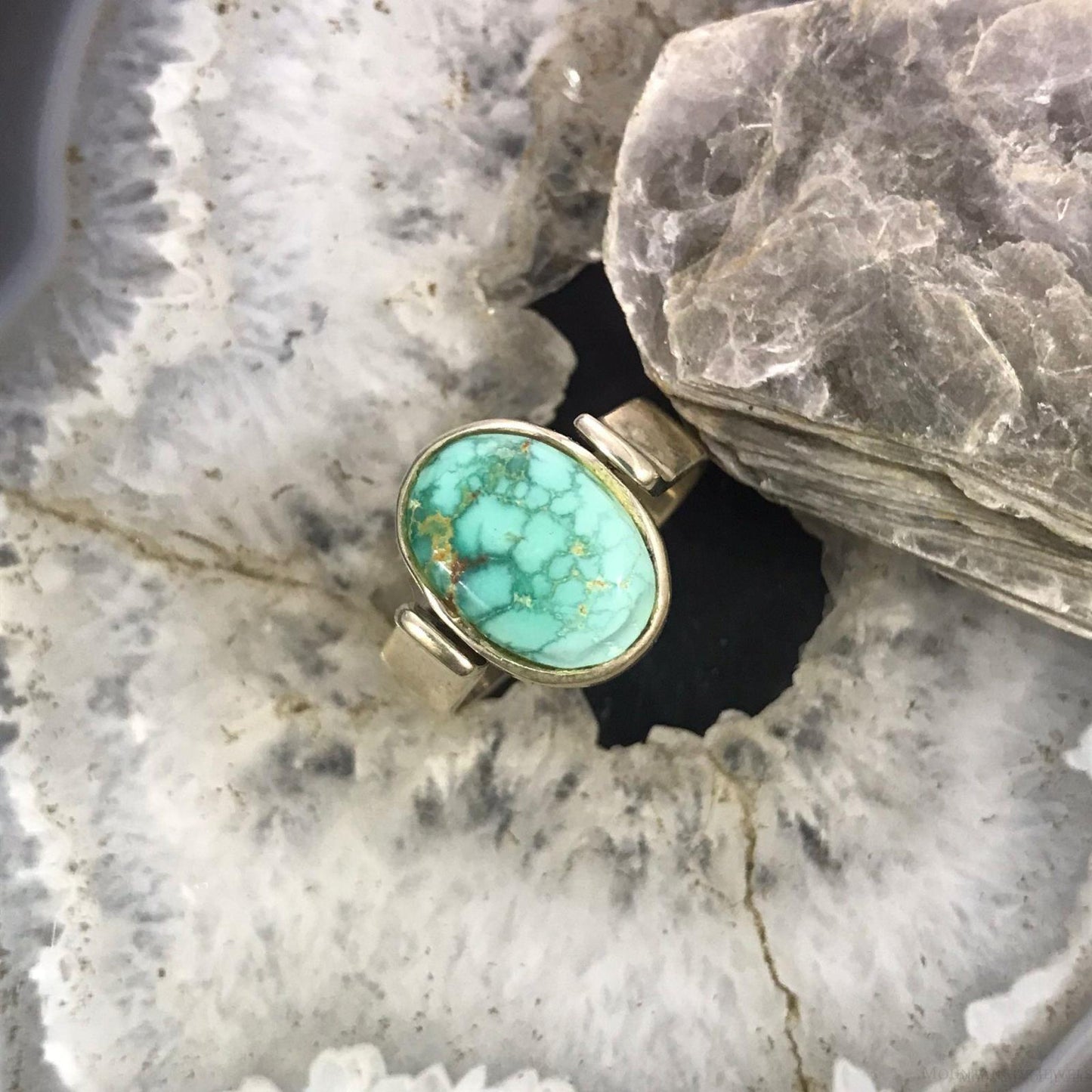 Christin Wolf Vintage Sterling Silver Turquoise & Opal Reversible Ring Size 10 For Women