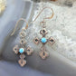 Sterling Silver Southwestern Style Turquoise Cross Dangle Earrings For Women