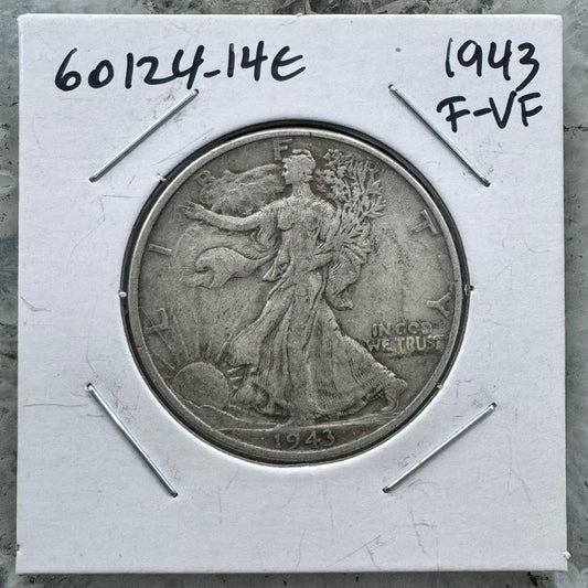 1963-D 90% Half Silver Dollar 90% Walking Liberty F-VF #60124-14E