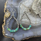 Sterling Silver 4mm Navajo Pearl Southwester Style & 6mm Turquoise Bead Hoop Earrings For Women