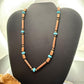 Southwestern Style 5-6mm Copper Navajo Pearl Round & Cylinder w/Royal Beauty Turquoise 20" Necklace For Women