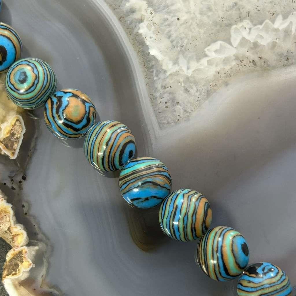 Sterling Silver 10mm Mexican Calcite Beads 16" Necklace For Women