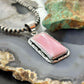 Native American Sterling Silver Rectangle Pink Conch Decorated Pendant For Women