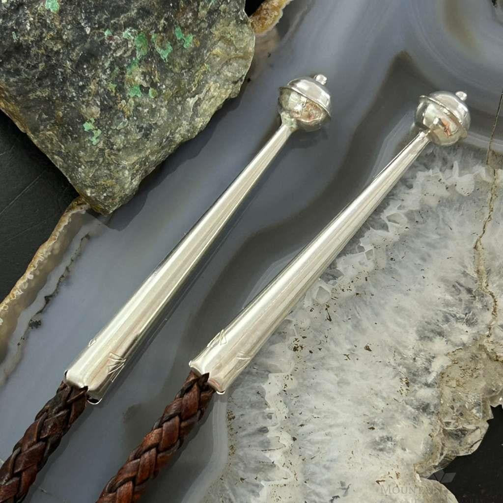 Sterling Silcer Southwestern Style Large Snake Skin Jasper Decorated Bolo Tie For Men