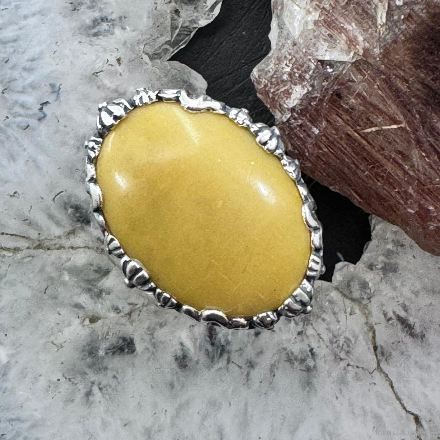 Carolyn Pollack Sterling Silver Oval Yellow Jasper Decorated Ring For Women