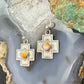Vintage Signed Sterling Silver Spiny Oyster Stamped Cross Dangle Earrings For Women