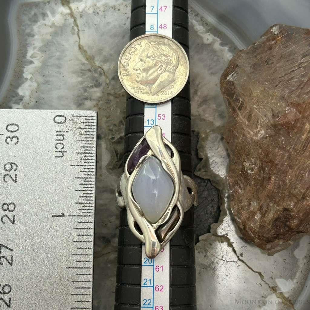 Carolyn Pollack Sterling Silver Moonstone & Amethyst Ring Size 8 For Women