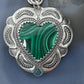 QT Quoc Sterling Silver Southwestern Style Malachite Heart Pendant For Women