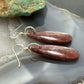 Sterling Silver Teardrop Plum Moss Agate Slab Dangle Earrings For Women #534