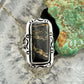 Native American Sterling Silver Rectangle Black Jack Bar Ring Size 6.75 For Women
