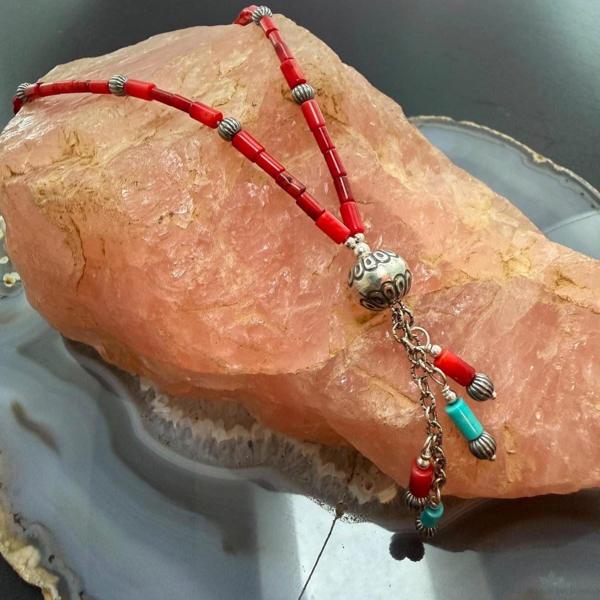 Carolyn Pollack Sterling Silver Coral Beads 21" Necklace For Women