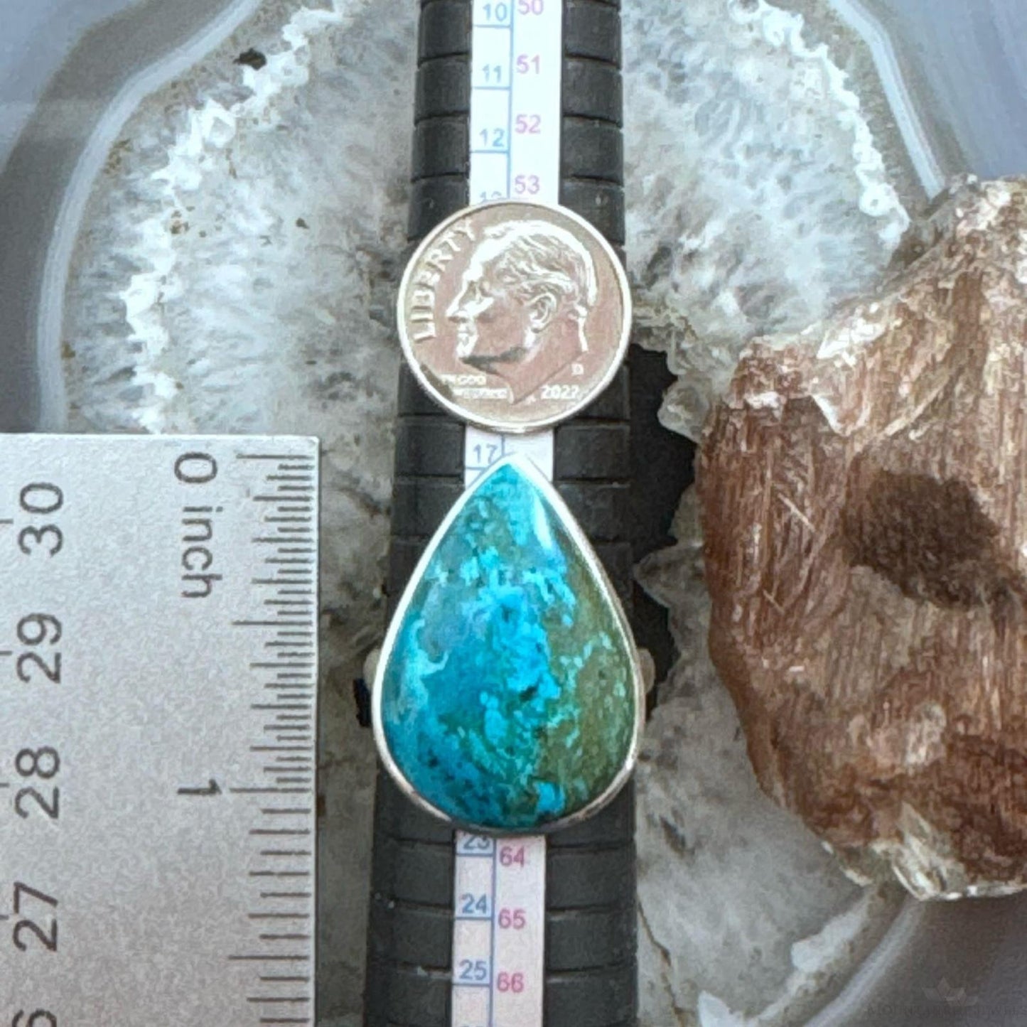 Sterling Silver Southwestern Style Teardrop Shattuckite Ring Size 9.75 For Women