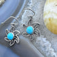 Sterling Silver Blue Turquoise Flower Dangle Earrings For Women