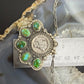 Sterling Silver Southwestern Style 1944 Mercury Dime & Sonora Gold Turquoise Necklace For Women