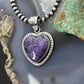 Sterling Silver Southwestern Style Charoite Heart Decorated Pendant For Women