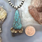 Anthony Lujan Taos Puablo Silver & Brass Triangle Turquoise Pendant For Women