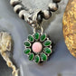 Native American Sterling Silver Pink Conch &Chalcedony Cluster Pendant For Women