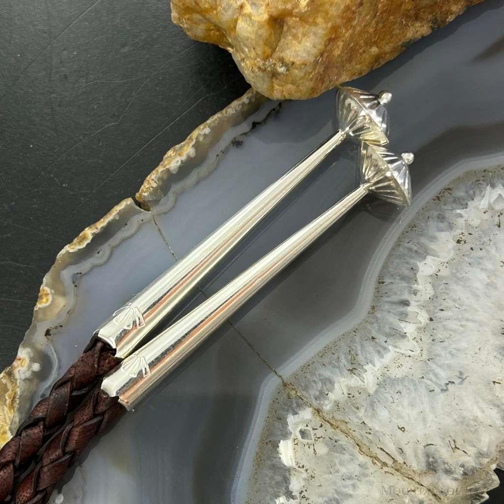 Sterling Silver Southwestern Style Large Oval Picture Jasper Decorated Bolo Tie For Men