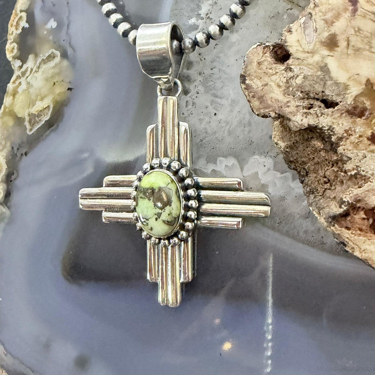 Sterling Silver Southwestern Style Oval Palamino Unisex Zia Pendant