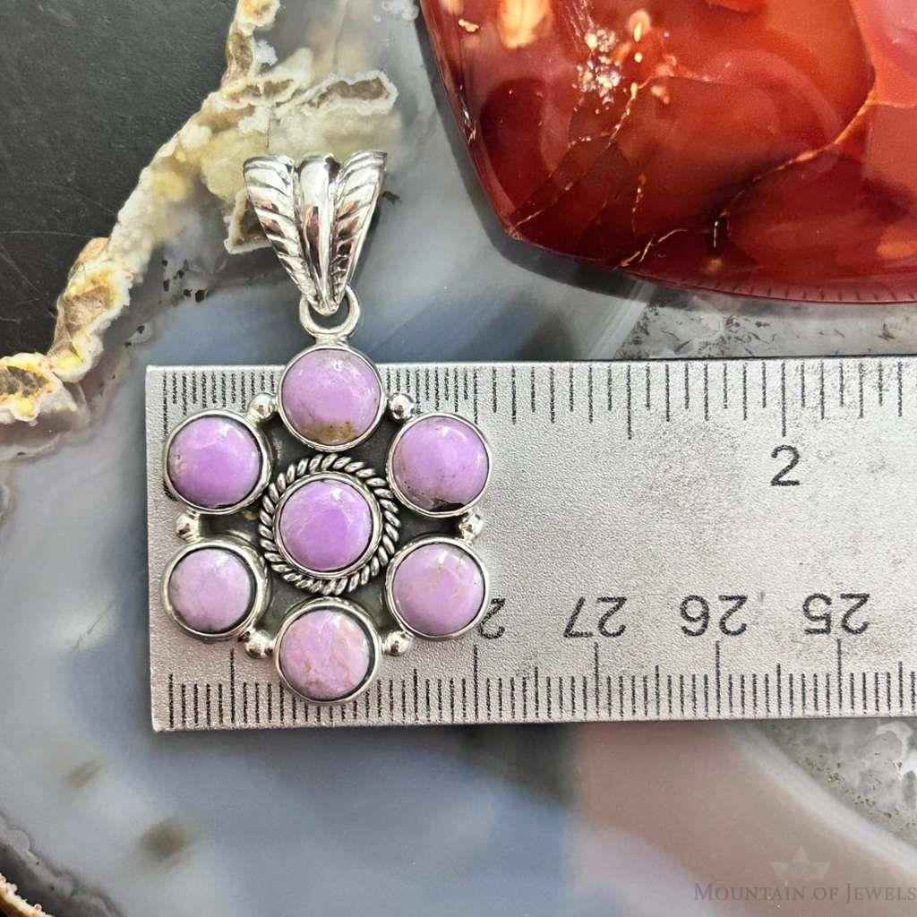 Native American Sterling Silver Phosphosiderite Decorated Cluster Pendant For Women