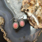 Sterling Silver Southwestern Style Oval Pink Conch Dangle Earrings For Women