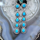 Native American Sterling Silver 5 Turquoise Post Dangle Earrings For Women