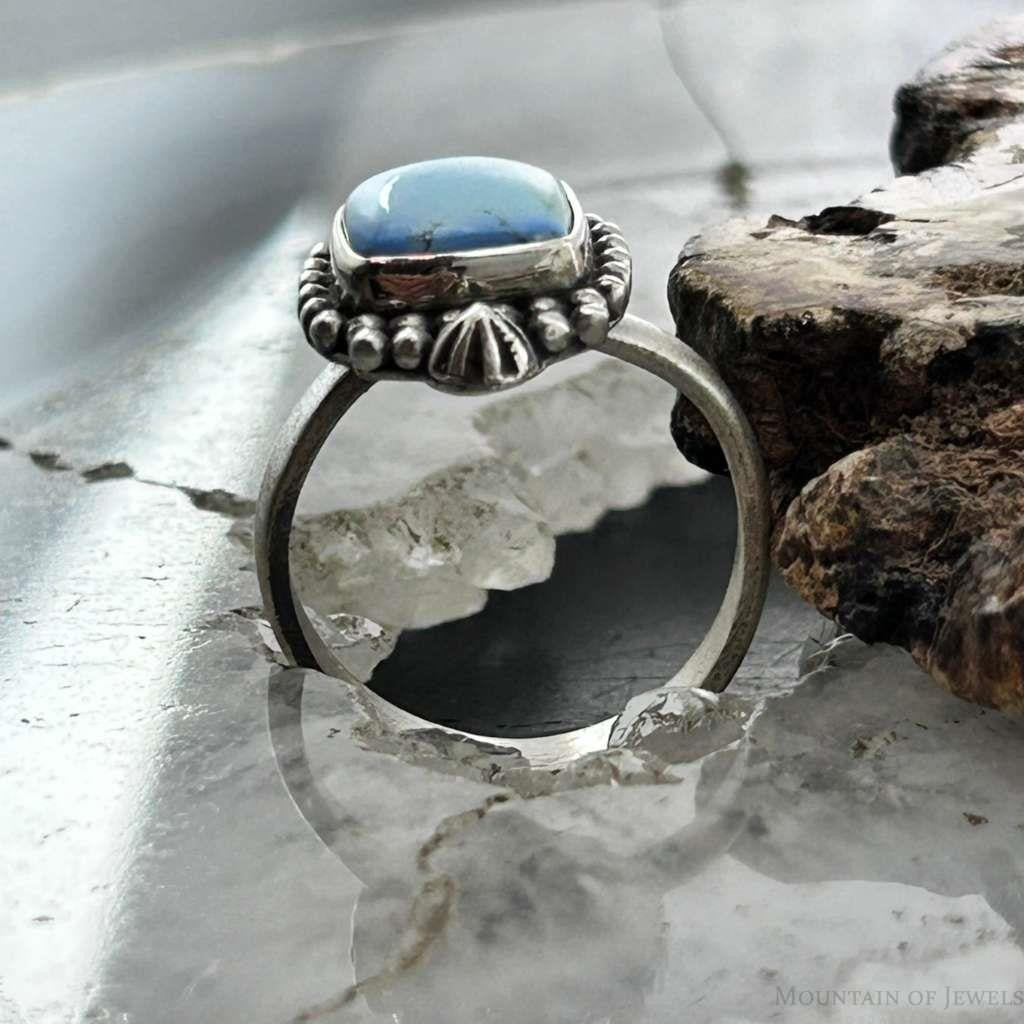 Sterling Silver Southwestern Style Square Golden Hill Turquoise Adjustable Ring For Women #12