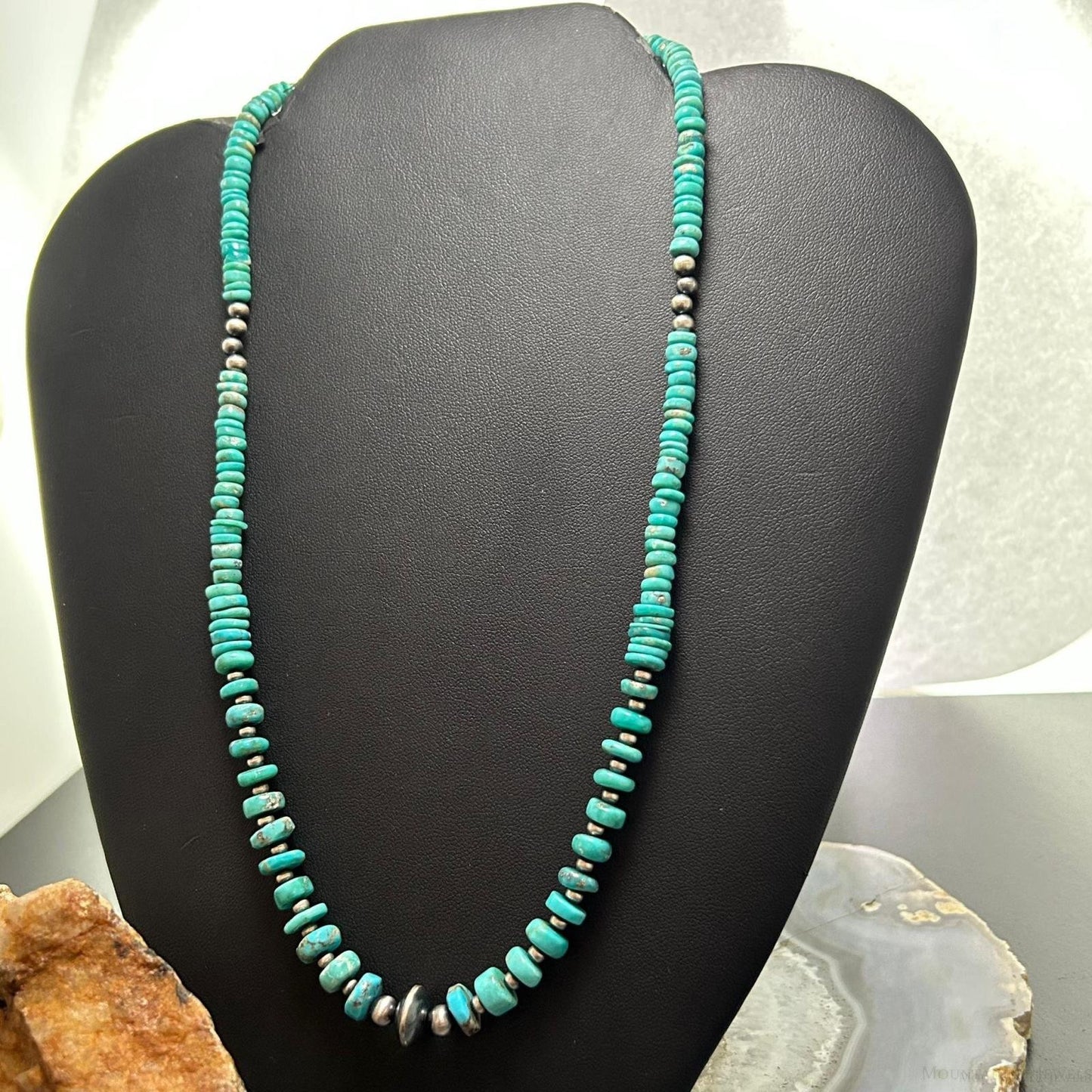 Sterling Silver Southwestern Style Blue Turquoise Beads Various Sterling Beads, Necklace For Women.