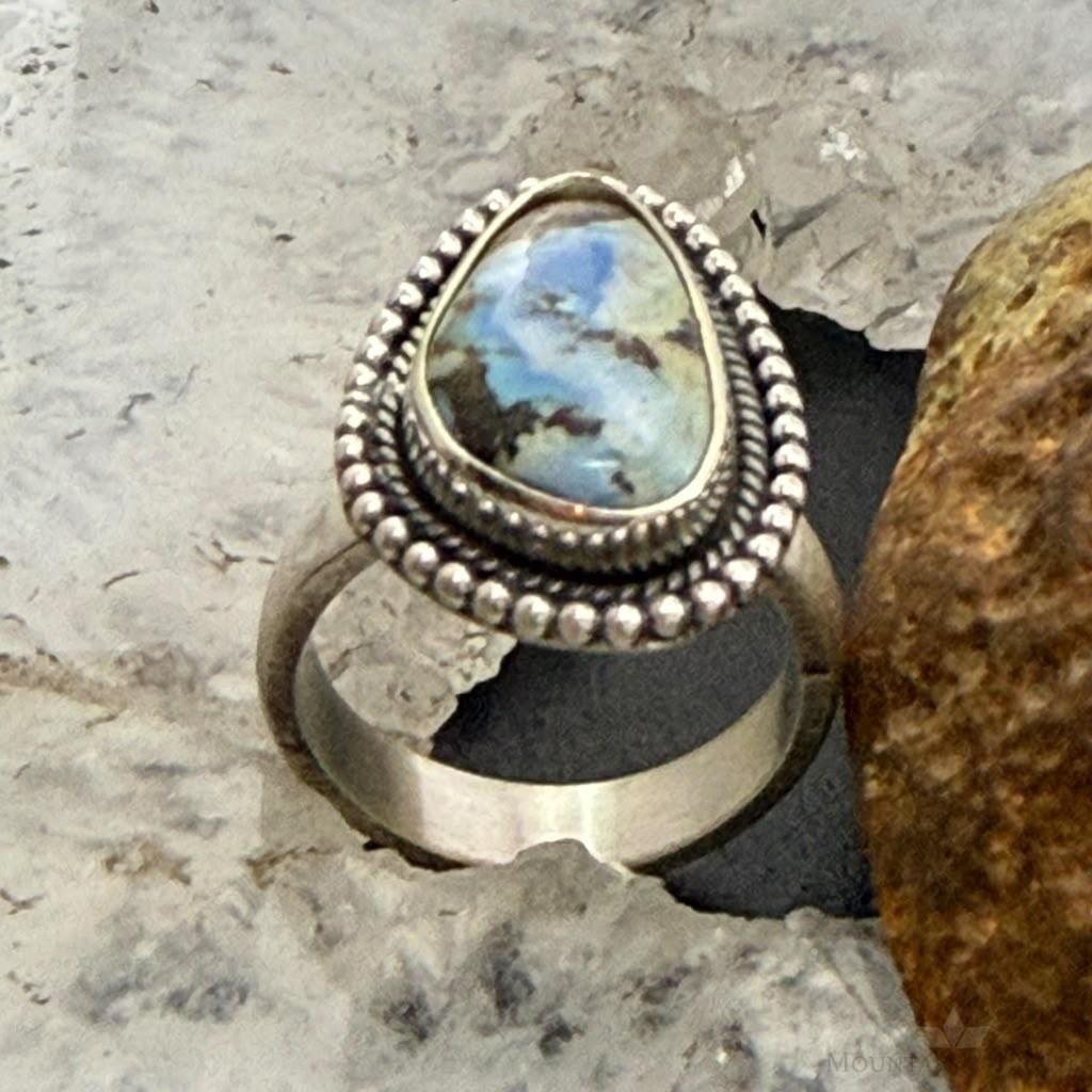 Sterling Silver Southwestern Style Golden Hill Turquoise Adjustable Ring For Women #1