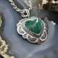 QT Quoc Sterling Silver Southwestern Style Malachite Heart Pendant For Women