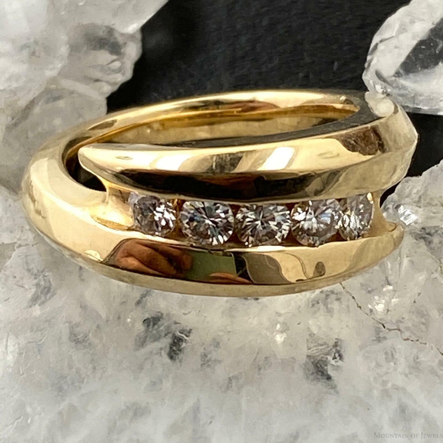 14K Yellow Gold Diamonds Bridal Ring Size 5.5