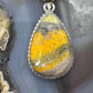 Sterling Silver Southwestern Style Teardrop Yellow Jasper Pendant For Women