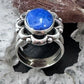 Quoc Turquoise Inc. Sterling Silver Oval Denim Lapis Decorated Ring Size 5 For Women